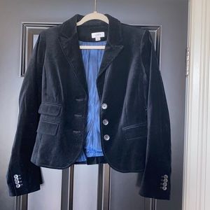 Loft Classic velvet blazer with beautiful details and blue satin lined interior.